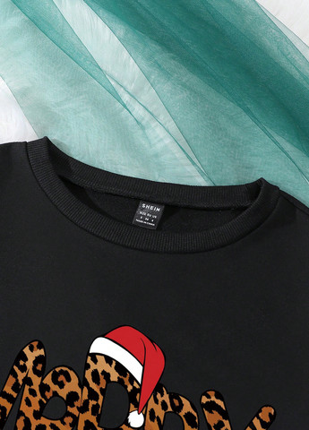Черный свитшот SHEIN новогодний без декора (332709475)