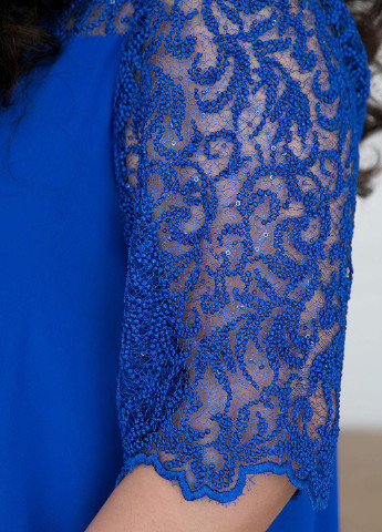 Серо-голубое кэжуал коктейльное платье из шифона камалия электрик Tatiana однотонное
