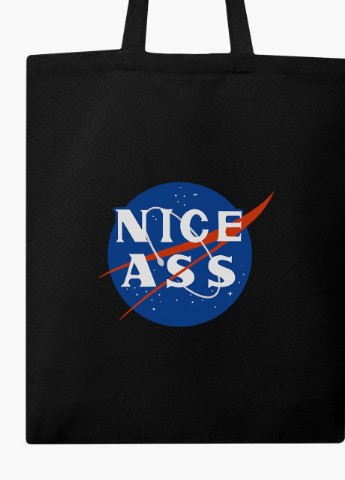 Еко сумка шоппер черная Наса (NASA) (9227-2017-BK) MobiPrint (236391089)