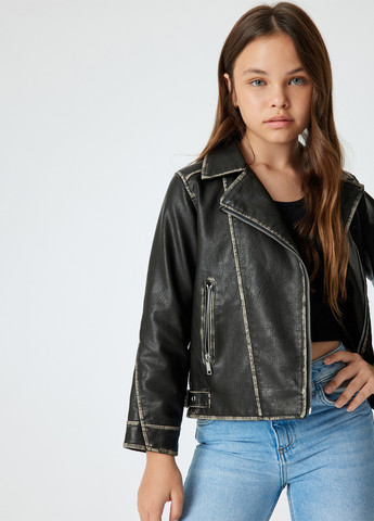 Черная демисезонная куртка косуха KOTON