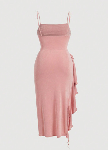 Світло-рожева кежуал сукня силуетна SHEIN однотонна