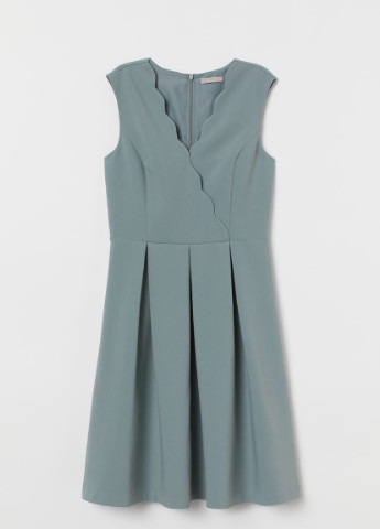 Светло-зеленое деловое платье с v-образным вырезом H&M однотонное