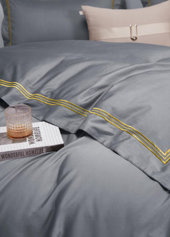 Постельное белье евро сатин 200х220 см (E008) Vie Nouvelle Embroidery (253742667)