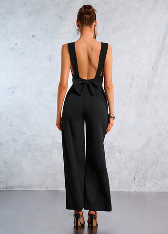 Комбінезон SHEIN комбінезон-брюки однотонний чорний кежуал поліестер