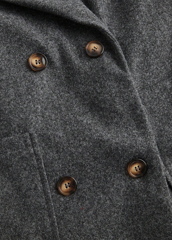 Темно-серое демисезонное Пальто двубортное SHEIN