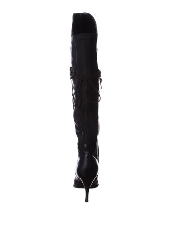 Черные осенние ботфорты Faddist на высоком каблуке с пряжкой