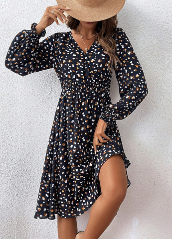 Чорна кежуал сукня кльош SHEIN з абстрактним візерунком