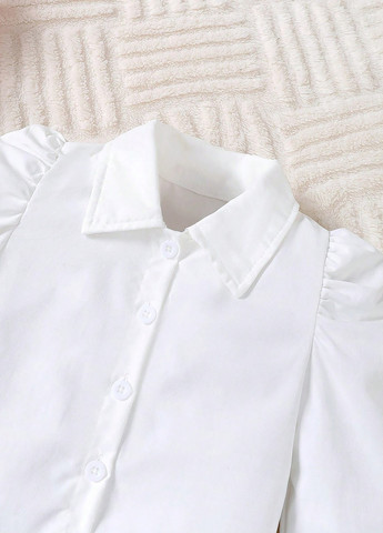 Светло-синий демисезонный костюм (рубашка, жилет, юбка) юбочный, тройка, с рубашкой SHEIN