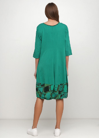 Зеленое кэжуал платье баллон, оверсайз Made in Italy с абстрактным узором