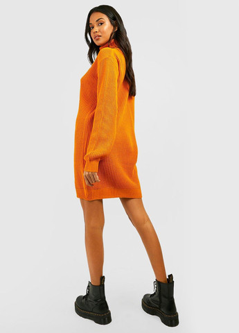 Оранжевое кэжуал платье платье-свитер Boohoo однотонное