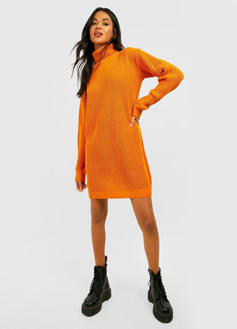 Оранжевое кэжуал платье платье-свитер Boohoo однотонное
