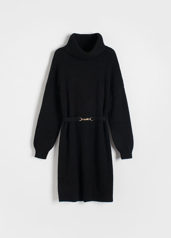 Черное кэжуал платье платье-свитер Reserved однотонное