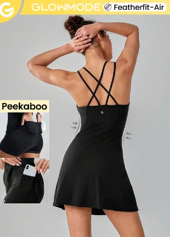 Черное спортивное платье платье-майка, с открытой спиной SHEIN однотонное