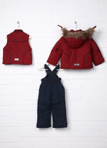 Бордовый зимний комплект (куртка, жилет, полукомбинезон) Danilo
