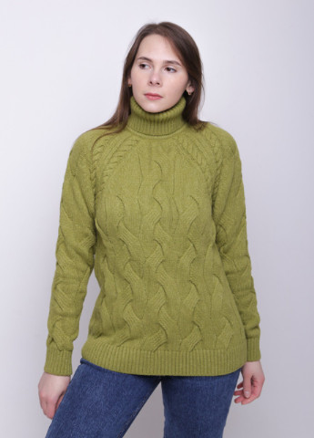 Зеленый зимний свитер женский зеленый зимний вязаный большой размер Pulltonic Прямая