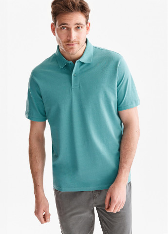 Голубой футболка-поло для мужчин C&A однотонная