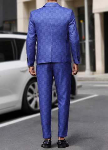 Темно-синий демисезонный костюм (пиджак, брюки) брючный SHEIN