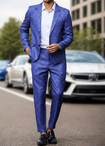 Темно-синий демисезонный костюм (пиджак, брюки) брючный SHEIN