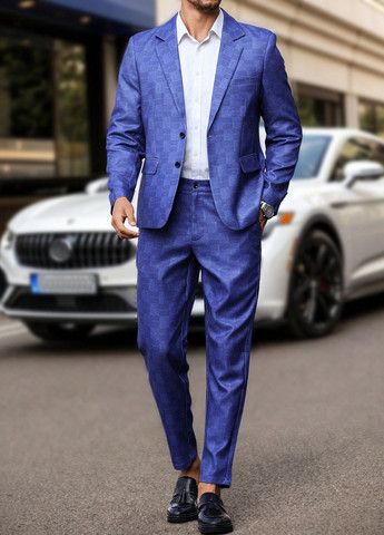 Темно-синий демисезонный костюм (пиджак, брюки) брючный SHEIN