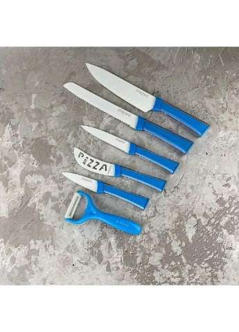 Набор ножей Kitchen King KK-25-6W-Blue 6 предметов голубой No Brand комбинированные,
