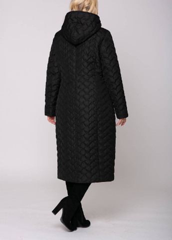 Черное демисезонное Стеганое пальто с капюшоном ЭЛИН черное Tatiana