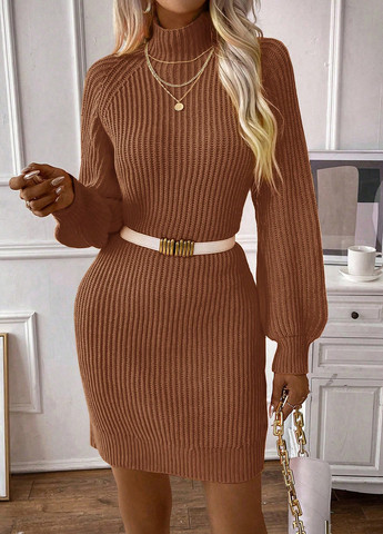 Коричнева кежуал сукня сукня светр SHEIN однотонна