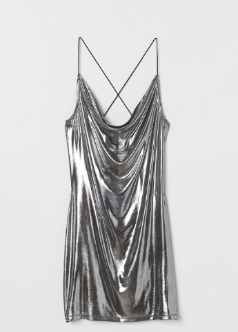 Срібна коктейльна сукня футляр H&M однотонна