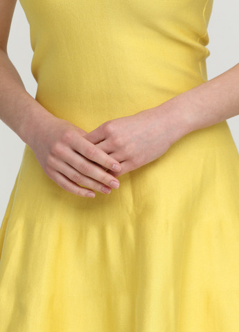 Желтое коктейльное платье колокол Ralph Lauren однотонное