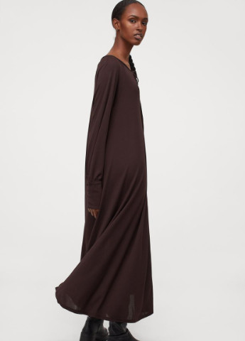 Темно-коричнева кежуал широке плаття H&M однотонна