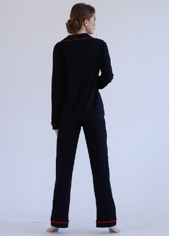 Чорна всесезон піжама (сорочка + штани) рубашка + брюки GorLin