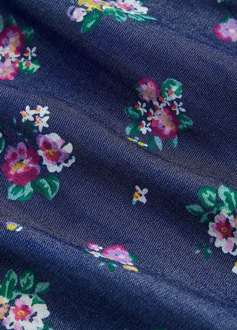 Комбінезон SHEIN комбінезон-брюки квітковий синій джинсовий ліоцелл