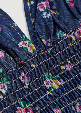 Комбінезон SHEIN комбінезон-брюки квітковий синій джинсовий ліоцелл