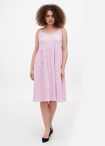 Светло-розовое кэжуал платье клеш YAS однотонное