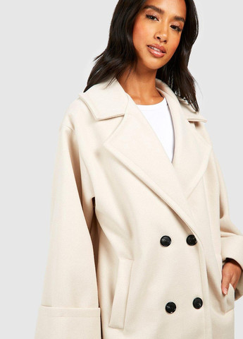 Кремове демісезонне Пальто двобортне Boohoo