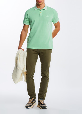 Салатовая футболка-поло для мужчин Gant однотонная