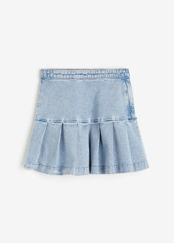Голубая джинсовая, кэжуал однотонная юбка H&M клешированная