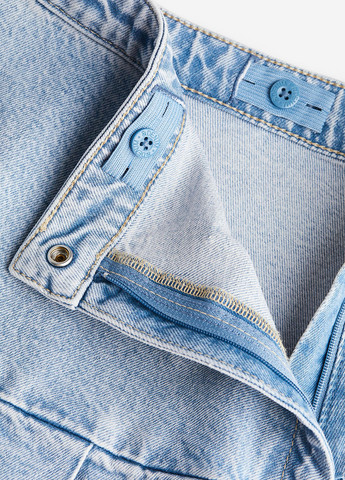 Голубая джинсовая, кэжуал однотонная юбка H&M клешированная