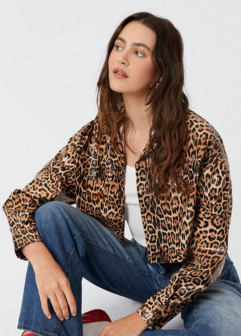 Коричнева демісезонна куртка куртка-піджак SHEIN