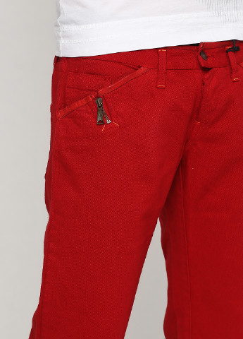 Бриджи John Richmond однотонные красные джинсовые хлопок