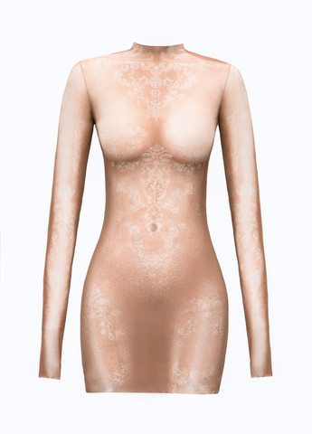 Бежевое откровенный платье силуэтная Gepur с цветочным принтом