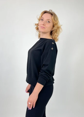Чорний світшот H&M однотонний гудзики (303107891)
