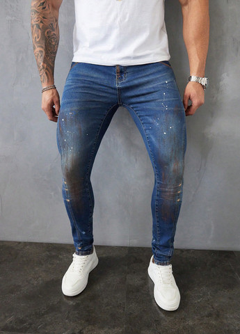 Темно-синие демисезонные скинни джинсы SHEIN