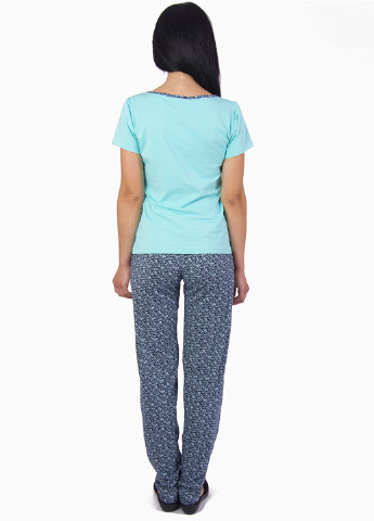 Бірюзова всесезон піжама (футболка, штани) Barwa Garments