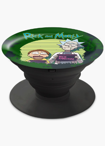 Попсокет (Popsockets) держатель для смартфона Рик и Морти (Rick and Morty) (8754-1238) Черный MobiPrint (216748480)