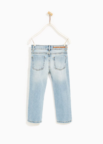 Голубые демисезонные прямые джинсы Zara