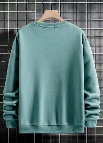 Блакитний світшот SHEIN малюнок без декору (308795312)