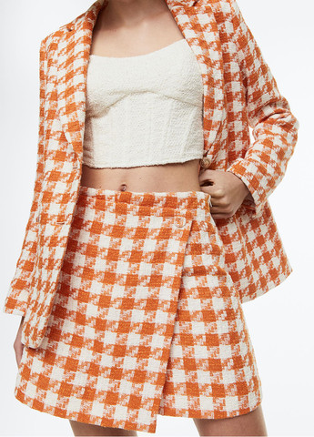 Оранжевая кэжуал в клетку юбка H&M на запах