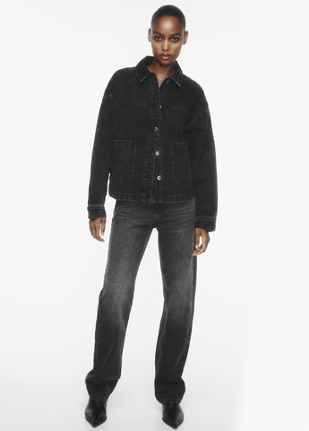Черная демисезонная джинсовая куртка Zara