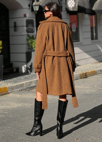 Светло-коричневое зимнее Пальто однобортное SHEIN