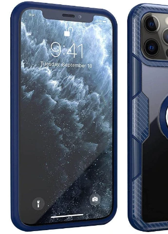 TPU + PC чохол CrystalRing for Magnet (opp) для Apple iPhone 12 Pro Max (6.7 ') Безбарвний / Темно-синій (is_00000038427_3) Deen (229727832)